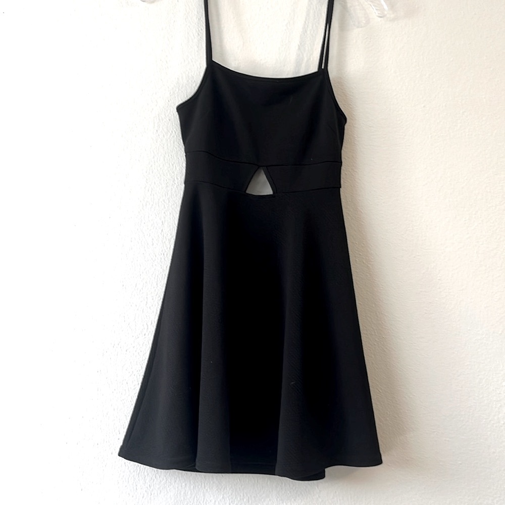 Oh My Love Black Mini Dress A-Line cut out triangle & open back cocktail party